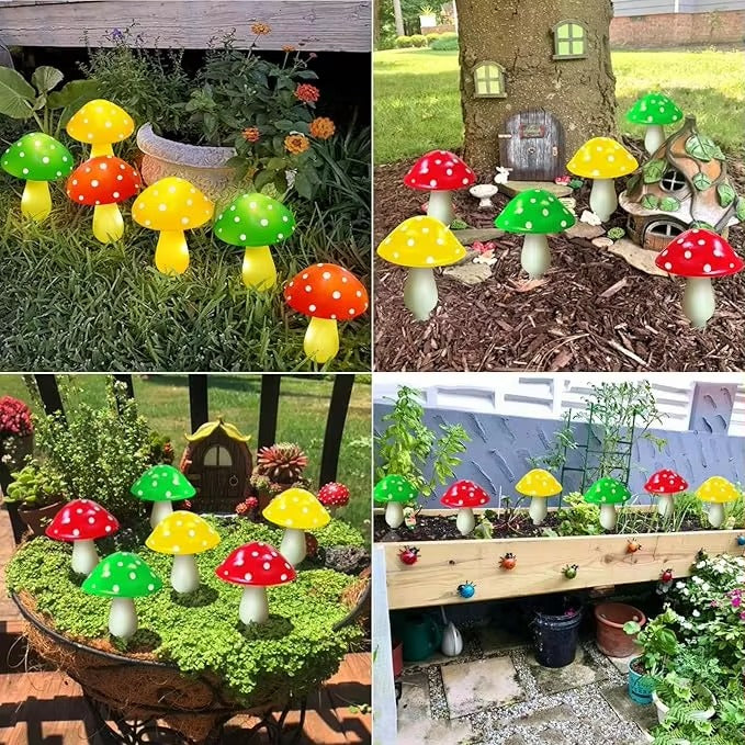 5L Solar Garden Mushroom Lights Outdoor Waterproof Mushrooms Stake Lightings 8 Modes for Yard Lawn Flowerbed Pathway Decoration