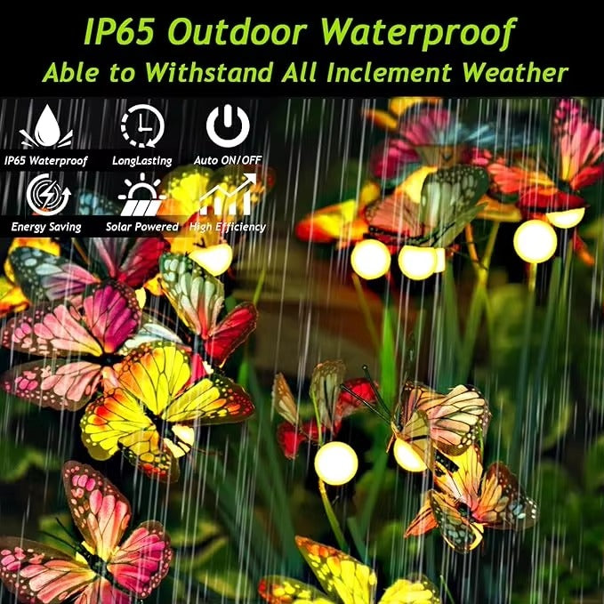 6LED Solar Butterfly Garden Lights IP65 Waterproof Outdoor String Light for Yard Patio Lawn Pathway Christmas