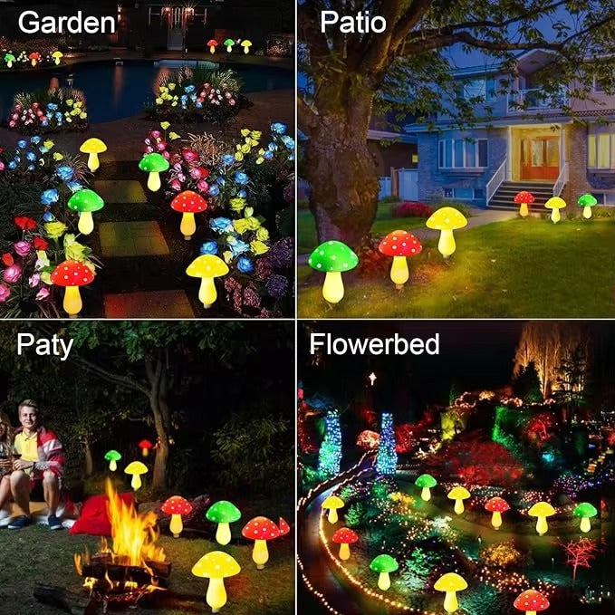 5L Solar Garden Mushroom Lights Outdoor Waterproof Mushrooms Stake Lightings 8 Modes for Yard Lawn Flowerbed Pathway Decoration