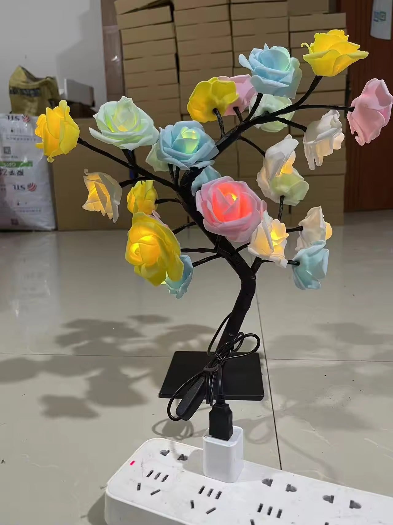24LED Rose Flower Tree Lamp Glowing Rose Simulation Flower Table Lamp Perfect for Home Birthday Valentine's Day Christmas Gifts