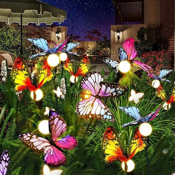 6LED Solar Butterfly Garden Lights IP65 Waterproof Outdoor String Light for Yard Patio Lawn Pathway Christmas
