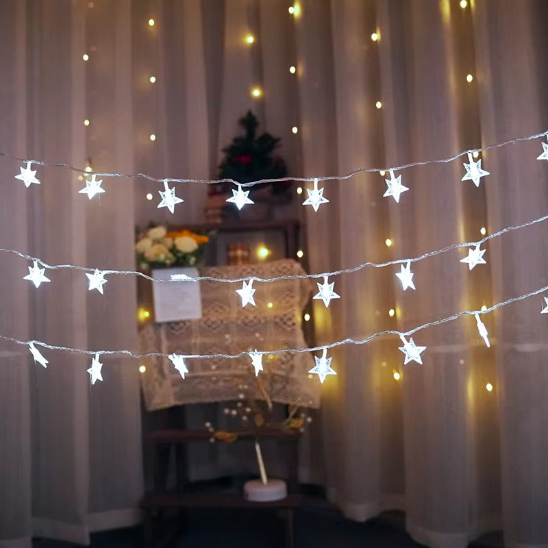 Christmas Star Lights Battery Operated Star Fairy Lights Twinkle String Lights for Outdoor Indoor Bedroom Party Holiday