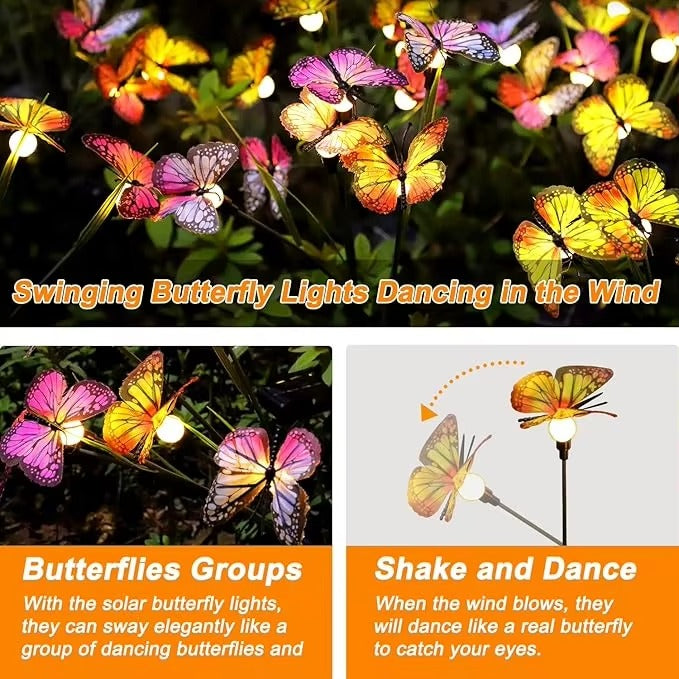 6LED Solar Butterfly Garden Lights IP65 Waterproof Outdoor String Light for Yard Patio Lawn Pathway Christmas